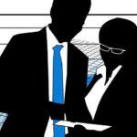 man and woman discussing illustration 