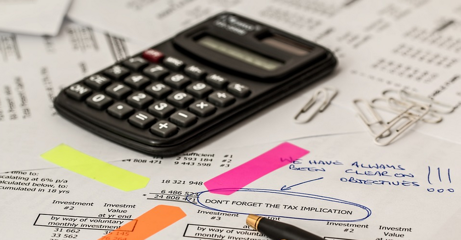 calculator and papers